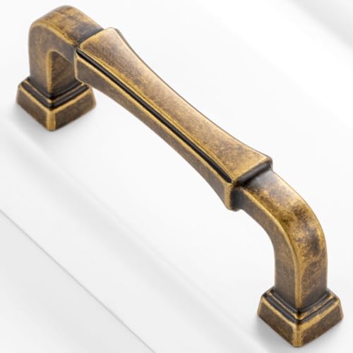 3 Inch Antique Brass Cabinet Pulls Kitchen Handles 10 Pack 3175 - color: Antique Brass, size: 3 In Hole Distance