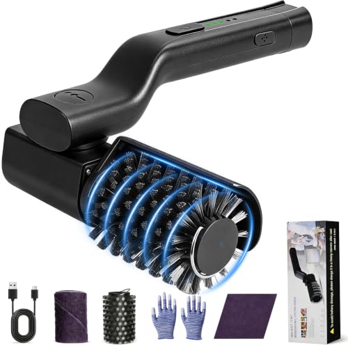 Electric Grill Brush Rechargeable BBQ Cleaning Brush with Rotating Power Scrubber Replaceable Bristle Heads Heavy Duty Grill Cleaner for Outdoor Grill Oven Grates Cast Iron