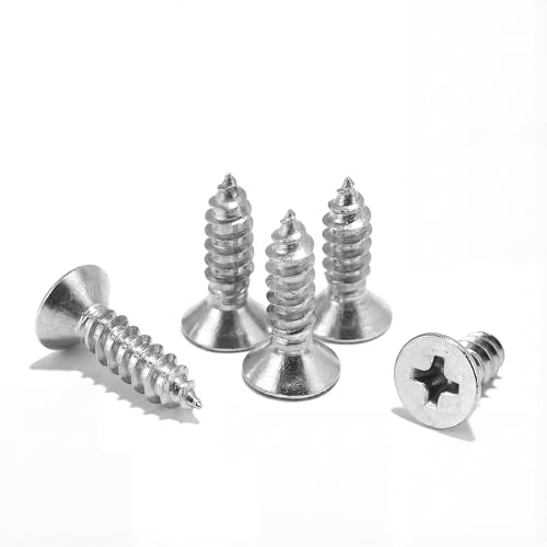 #6 x 3/8 inch Flat Head Wood Screws, 304 Stainless Steel Phillips Drywall Screws and Tapping Screws, High Hardness Screws for Drywall, Sheetrock, Wood (50 Pcs) - size: #6 x 3/8"