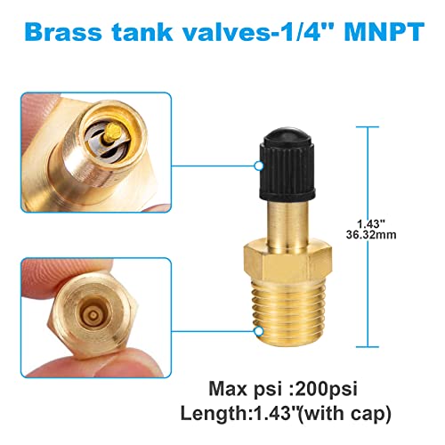 1/4" Inflation Schrader Valve with Push to Connect for 1/4" OD Air Line Tubing and Air Spring Suspension for Semi Truck Trailer Tractor - size: 2PCS 1/4" NPT Tank Valve