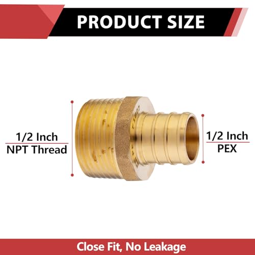 10-PACK EFIELD Pex Crimp Fitting,1/2"Male Adapter(PEX1807017-10) - size: P10, style: 1/2 x 1/2