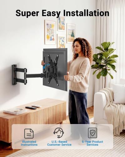 Pipishell Full Motion TV Wall Mount for Echo Show 21/15 and 13-43 Inch Flat Curved Screen TVs & Monitors, Max VESA 200x200mm up to 44lbs, TV Mount Wall Bracket with Rotation Swivel Tilt Extension - size: 13-43 Inch, style: TV Mount without LED