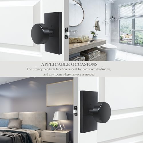 Black Door Knobs Matte Black Privacy Door Knobs Interior with Lock - color: Matte Black
