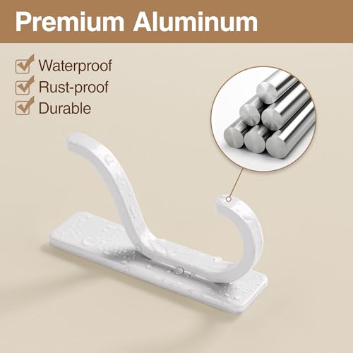 Adhesive Wall Hooks for Towel/Coat,13Lb Strong Stick-On Hooks,White 10 Pack - color: White, size: 10 Pack