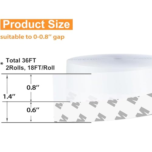 36 Ft Weather Stripping Door Seal Strip Tape,Silicone Door Draft Stopper,Self Adhesive Shower Door Bottom Seal and Door Insulation Strip for Door Frame Windows and Glass Gaps (Transparent, 35mm) - size: 1.4 in x 36 ft