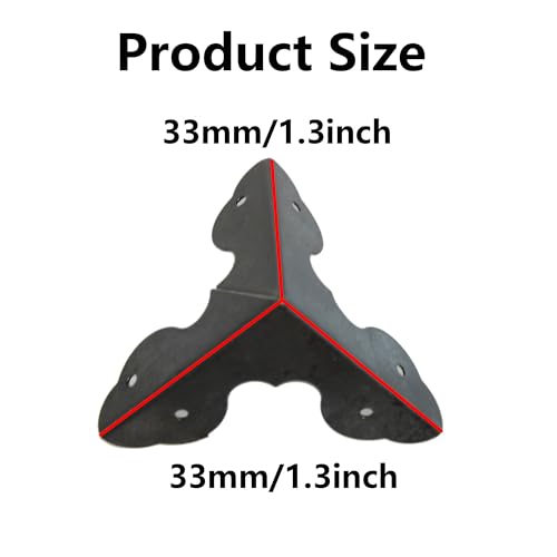 32PCS Black Jewelry Box Corner Bracket, Metal Cabinet Corner Protector for Wooden, Chest, Table, Desk, Photo Frame, DIY (1.3*1.3*1.3 inch) - style: Black-1.3inch