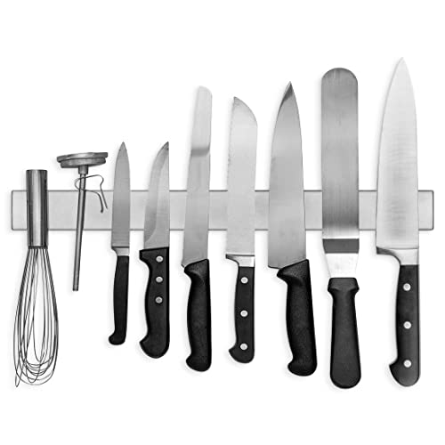 Modern Innovations Magnetic Knife Holder for Wall and Fridge - 18" Knife Magnetic Strip, Magnet Kitchen Knife Holder and Rack, Stainless Steel Magnetic Knife Bar for Kitchen Utensils - size: 18 Inch