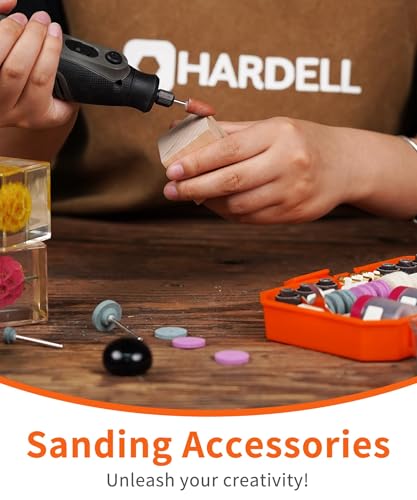 HARDELL 227Pcs Rotary Tool Kit w/ 1/8" Shanks, Sanding & Carving Orange - color: Orange+white