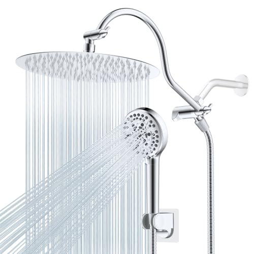 Hibbent All Metal High Pressure Shower Head, 12'' Rainfall Shower Head - color: Chrome, style: Round 12''