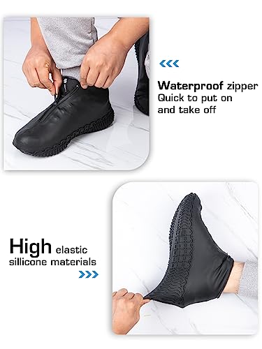 Zbyoujer Waterproof Rain Shoe Covers, Silicone Overshoes with Zipper Non-slip Galoshes for Men and Women - color: Green, size: XL(Women 11-13,Men 9.5-13)