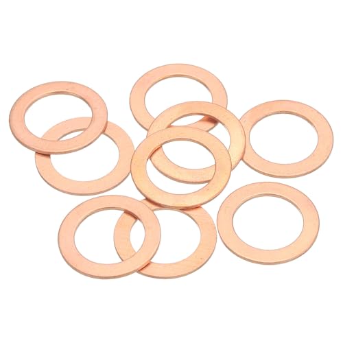 MECCANIXITY 9Pcs Flat Washer, M16 Copper Washers Copper Sealing Ring Crush Washer Kit Assortment, 16mm ID, 24mm OD, 1mm Thick for Bolts Screws Machinery Repair - size: 16mmx24mmx1mm