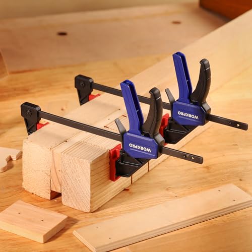 WORKPRO 4-Piece Mini Bar Clamp Set, 6"(2) & 4-1/2"(2) Wood Clamps, Blue - color: Blue, size: 4-Pack 4-1/2" and 6" Bar Clamps