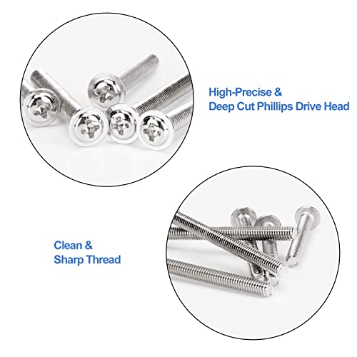 WELLOCKS M4 Cabinet Pull Screws, 25 to 50mm 100 PCS - color: Silver, size: 100PCS