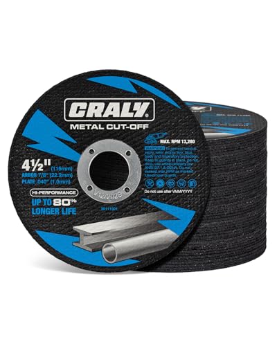 CRALY 4-1/2 Inch Cut-Off Wheels for Cutting Metal & Stainless Steel, Professional Grade Ultra Thin Metal Cutting Disc for Angle Grinder & Die Grinder, 7/8 in Arbor, 50-Pack(30111501-50) - style: 4-1/2 Inch,50pcs