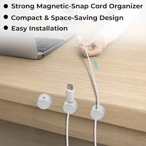 Travel Depot Cable Management Magnetic Snap Organizer 6-Pack, White - color: White