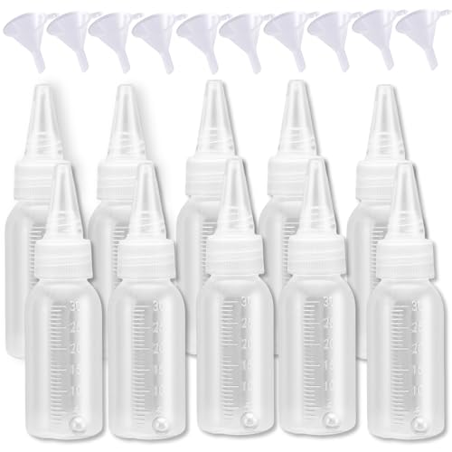 10 Pack Paint Bottle, Airbrush Paint Bottles & Accessories - 30ml Refillable Squeeze Bottles with Mixing Ball & Funnel, Storage Containers for Acrylic Paint & Various Liquids