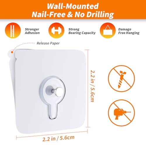24PCS Picture Hangers Without Nails, Wall Hangers Without Nails, Adhesive Wall Hooks, to use Inside Kitchen, Bathroom, Home and Office (8mm) - size: 8mm(24PCS)