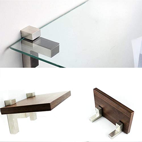 Solid Metal Adjustable Wood/Glass Shelf Bracket Wall Mount, Brushed Nickel, 4 Pcs - size: Brushed Nickel-4pcs