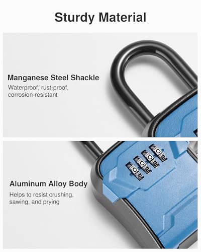 Puroma Key Lock Box for House Keys Combination Lockbox with Code, 1 Blue - color: Blue