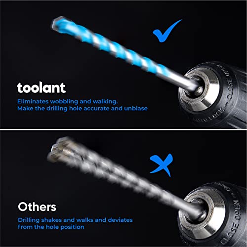 toolant 1/4" Concrete Drill Bit Set & Masonry Drill Bit Set, Shockproof Hex Shank Hammer Drill Bit Set for Glass/Brick/Plastic/Cement/Tile, Industrial Strength Carbide Drill Bit Tip 1/4" Box of 10 - size: 1/4" (10pcs)