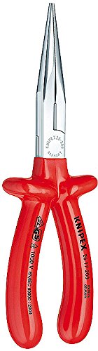 KNIPEX Tools - Long Nose Pliers With Cutter, 1000V Insulated (2618200SBA),Yellow
