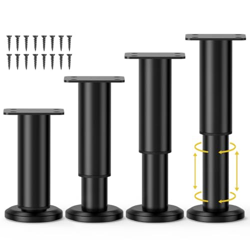Wlrrcwdttc 4 Pcs Metal Adjustable Furniture Legs 4.72-7.87 inch, Adjustable Cabinet Legs for Sofa/Bed/Chair/Couch/Dresser/Table,Heavy Duty Bed Replacement Support Legs for Bed Frame/Bed Center Slat - size: 4.72-7.87 inch (4pcs)