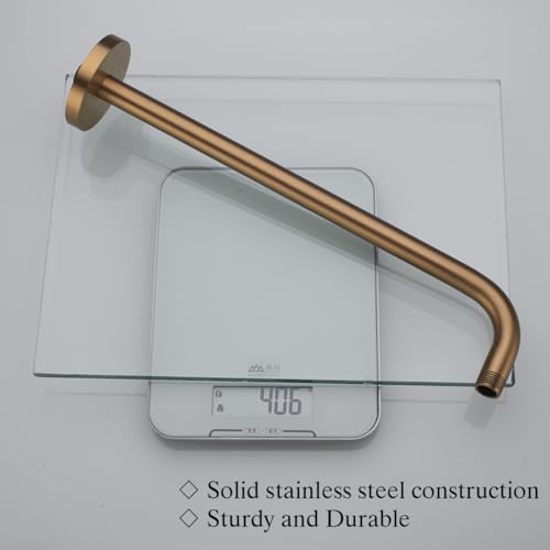 RANDOM 16 Inch Shower Arm with Flange,Stainless Steel 90 Degree Rain Shower Head Extension Arm,Wall-Mounted Shower Head Arm for Fixed Shower Head,Champagne Bronze.RD91018-16CB - color: 16″Champagne Bronze(Round Flange)