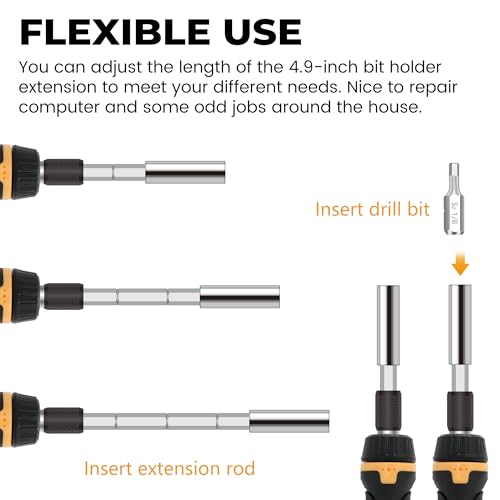 MULWARK Screwdriver Bit Set & Socket Kit, 63-Pieces Ratcheting Screwdriver Set with Case, 63 in 1 Multi Bit Screw Driver for Home DIY, Electronics, Car Emergency and Garage