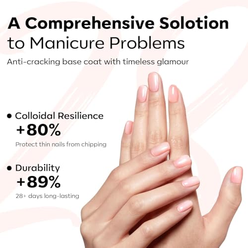 modelones Builder Rubber Gel Base Coat for Nails, Nude Pink Rubber Base Gel Nail Polish for Strengthen Apex Building Extension Protect Weak Nails Long Last U V Manicure Gift for Women - color: Rubber Base Coat Warm Nude