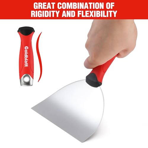 Goldblatt 6" Putty Knife, Stainless Steel Scraping Paint, Putty Knife Scraper with Hammer End, Soft Grip, Perfect for Drywall Repairing and Finishing - size: 6 Inch