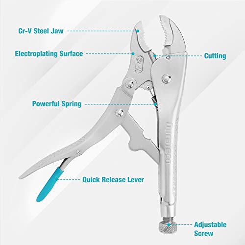 DURATECH 10-Inch Locking Pliers, Premium Cr-V Construction, Curved Jaw Locking Pliers with Wire Cutter, Fit for Clamping Twisting Welding - size: 10-Inch
