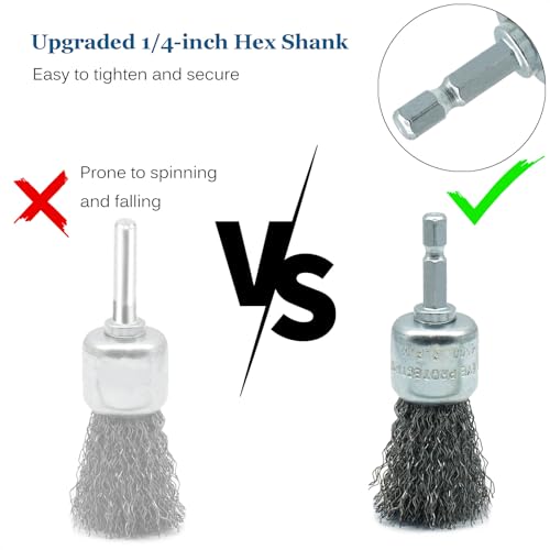 10-Pack 1-inch Carbon Steel Wire Detail (Pen) Brush Set for Drill, 1/4" Hex Shank, for Cleaning Rust from Corners, Welds & Hard-to-Reach Surfaces - style: 1-inch Pen Brush - 10 Piece