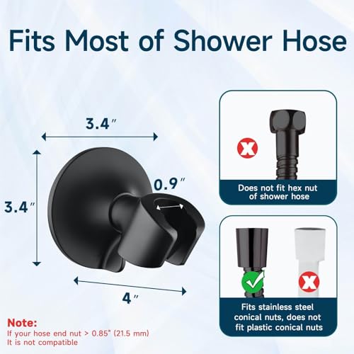 BRIGHT SHOWERS Strong Adhesive Shower Head Holder with Dual Angle Adjustable, Wall Mounted Handheld Shower Bracket, Easy Installation, Screw Mounting Options, Matte Black - color: Matte Black, style: Adhesive & Screw - 2 Angles