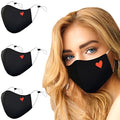 Arcarius Breathable Sports Face Mask – Moisture Wicking Gym & Travel Fit (3-Pack) - color: Red Heart on Black