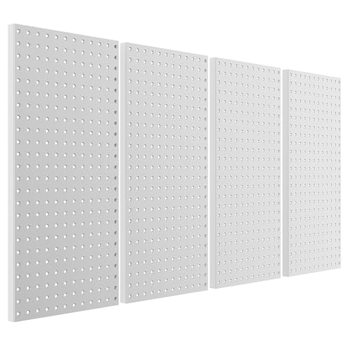 Pegboard Smith Metal Pegboard Panels 12" x 24", 4 Pack Grey Wall Mounted Tool Organizer Boards, Heavy Duty Tool Storage Peg Board for Garage, Workbench, Office, Fits 1/4" Peg Hooks - style: 4 Pack Grey Panels