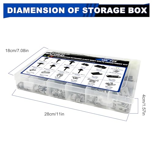 320PCS Car U Nuts and Bolts Body Fender Bolts Extruded Clip-on Nuts