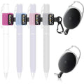 Likesing Retractable Pen Holder, 27.5" Reel Elastic Pen Leash(Light-Color) - color: Pink, Gray, Rose, Light Blue - 2 Retractable Cilp