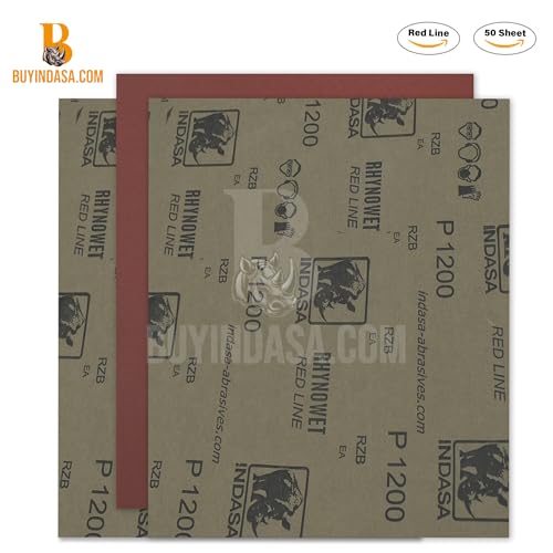 INDASA Rhynowet Red Line Wet Dry Sanding Sheets 9 x 11 Inch 320 Grit Waterproof Latex Backing Abrasive Paper for Wood Metal Automotive Surface Prep Pack of 50 - size: 320-Grit 9"x11"