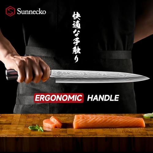 Sunnecko 10.5 inch Sashimi Knife,Sushi Knife for Fish Filleting & Slicing - color: 10.5 inch Sashimi Knife