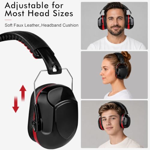 6 Pack Noise Reduction Ear Protection Ear Muffs, 34dB Noise Canceling Headphones For for Adults Kids - color: Red