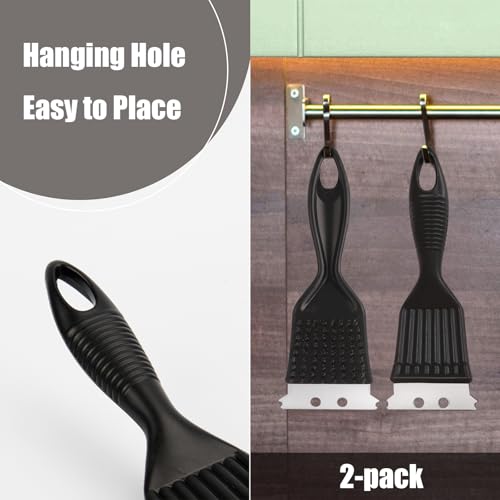 Wire Brush with Scraper for Paint Removal Rust Cleaning 2-Pack Versatile Stainless Steel Bristle Brush for Cleaning Grill Stains Welds Moss and More - size: 8 inch (2-Pack)