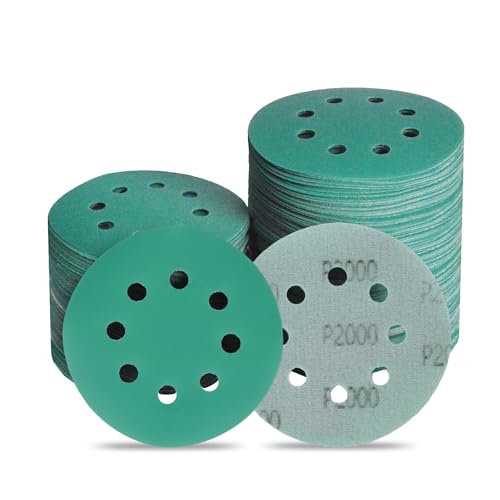5 Inch 8 Hole P2000 Grit Zirconia Wet Dry Sanding Discs - 50 Pack - size: 2000 Grit
