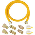 72" Flexible Gas Line Kit for Dryer/Stove,5/8" OD x 3/4" & 1/2" Connectors - size: 72 inch 1pcs