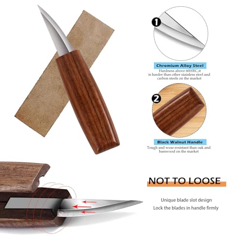 Wood Carving Kit,38pcs Wood Carving Tools with 9 Wood Carving Knives,3 Detail Knives,14 Basswood Blocks,Ergonomic Handle Design,Thick Leather Storage Bag,Whittling Kit for Beginners Adults Kids Hobby - size: 38PCS Wood Carving Tools