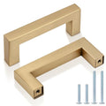 Probrico 10 Pack 3 Inch (76mm) Hole Center Champagne Bronze Cabinet Pulls Square Kitchen Cabinet Handles Dresser Drawer Pulls Stainless Steel Cupboard Dresser Handles - color: Champagne Bronze, size: hole center 3"