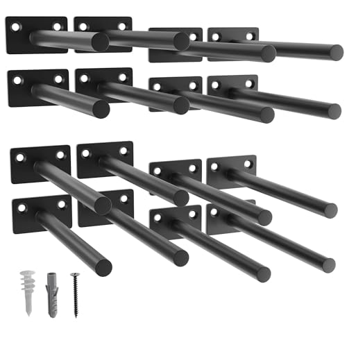 LEOPO 16-Pack 6 inch Floating Shelf Brackets, Hidden Shelf Bracket for Wood - color: Black-16Pack, size: 6 Inch