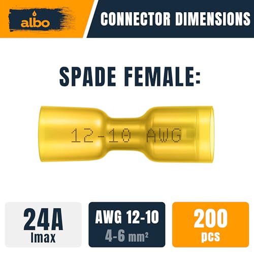 ALBO Heat Shrink Crimp Connectors (Female Yellow 12-10 AWG) - color: Female Yellow 12-10 AWG