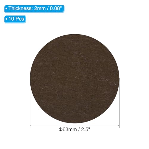 PATIKIL 2.5 Inch Diameter Lamp Base Felt, 10Pack 2mm Thickness Round Soft Adhesive Non-Slip Anti-Scratch Backed Felt for Lamp Furniture DIY Craft, Coffee - color: Coffee, size: 2.5 Inch