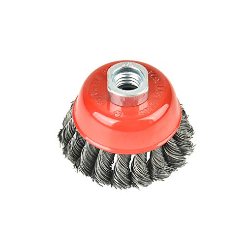 AAIN 3 inch Wire Wheel Brush, 2Pack Twisted Knotted Cup Brush for Grinders - size: 2 pack, style: 3 Inch Knotted Cup Brush