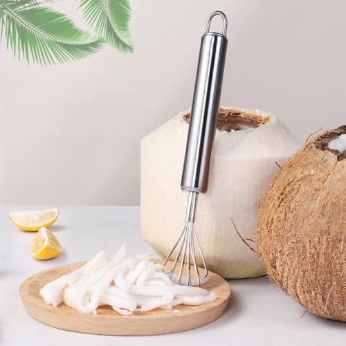 2 Pieces Stainless Steel Coconut Scraper Durable Coconut Meat Removal Multi-Purpose coconut shell Opener Melon Scraper Meat Removal for Safe Fruit Seed peel tool Meat Graters Peelers And Slicers